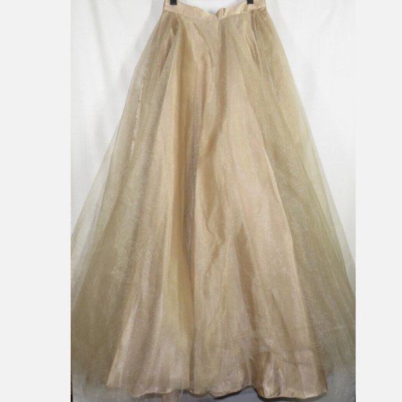 Tiffany Designs Women's Gold Layered Satin Tulle & Crinoline Ball Skirt Size 6